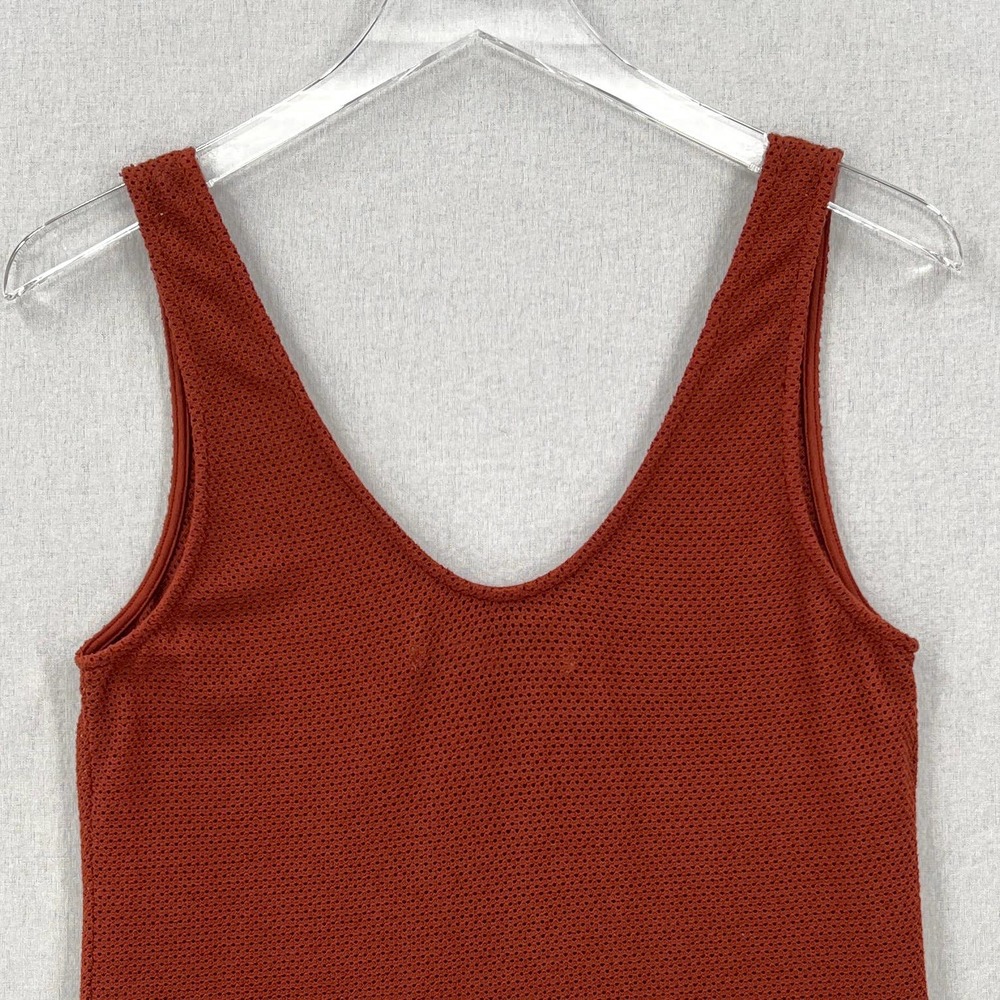 ENZA COSTA Shirt Womens Medium Rust Red Open Knit Scoop Neck Tank Sleeveless NEW - Picture 4 of 9